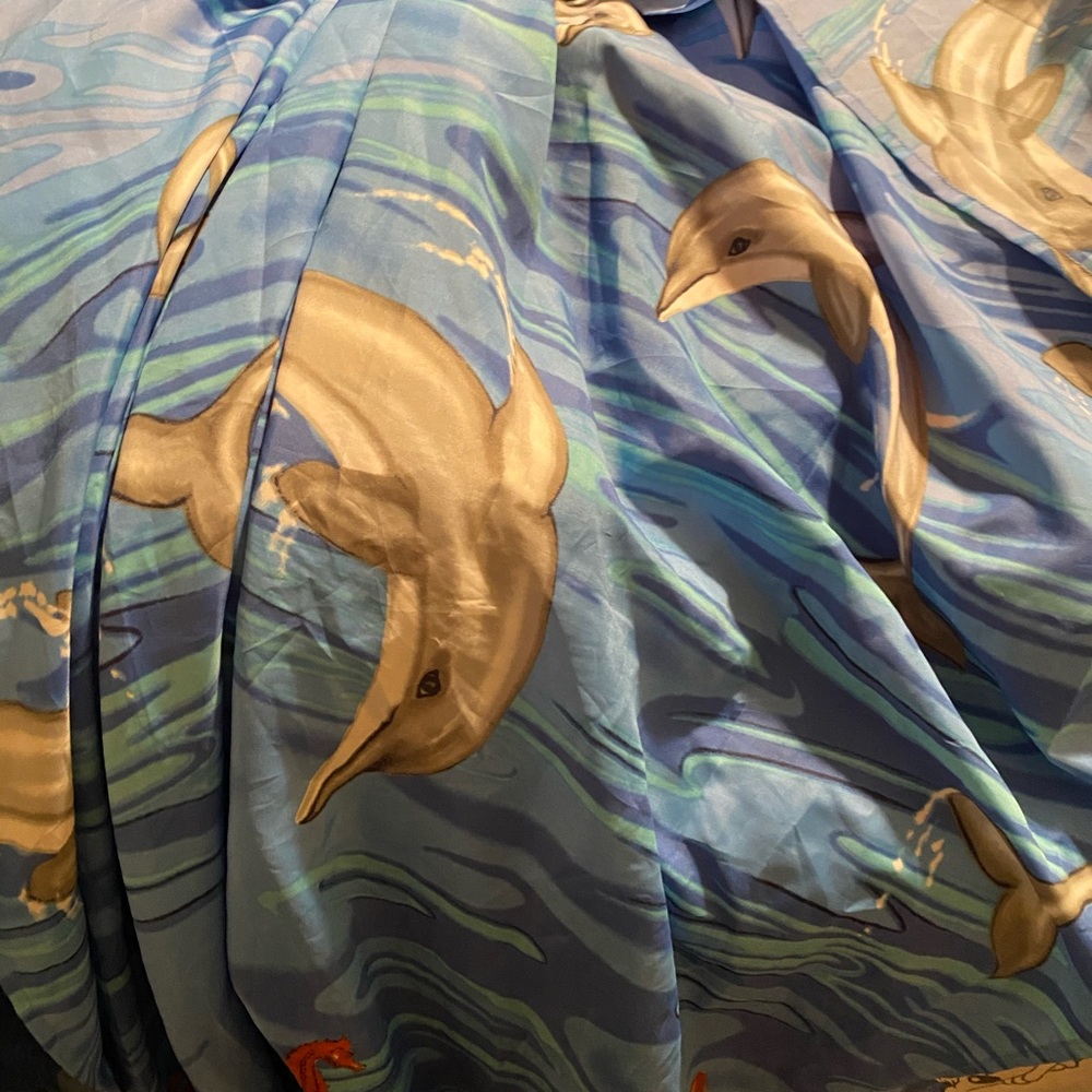 Dolphin shower curtain with hooks